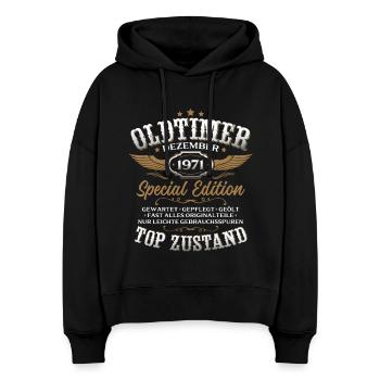 55. Geburtstag Geschenk Oldtimer Dezember 1971 - Stanley/Stella Boxy Frauen Bio Hoodie Nora - Schwarz - Vorne