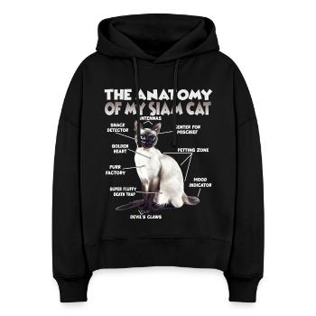 Idée de cadeau pour un propriétaire de chat pour chats siamois - Sweat à capuche bio Nora coupe boxy Stanley/Stella Femme - noir - Devant