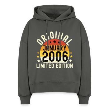 Anniversaire Janvier 2006 Limited Edition Original - Sweat à capuche bio Nora coupe boxy Stanley/Stella Femme - charbon - Devant
