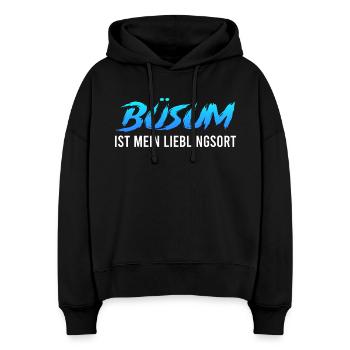 Nordsee Urlaub BÜSUM IST MEIN LIEBLINGSORT Lustig - Stanley/Stella Boxy Frauen Bio Hoodie Nora - Schwarz - Vorne