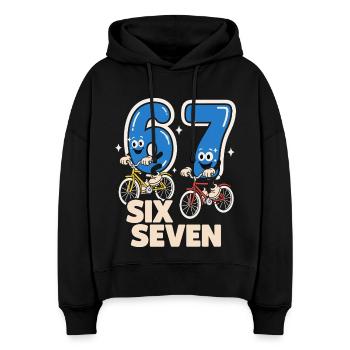 67 Six Seven meme Radfahren - Italienisch Lust - Stanley/Stella Boxy Frauen Bio Hoodie Nora - Schwarz - Vorne