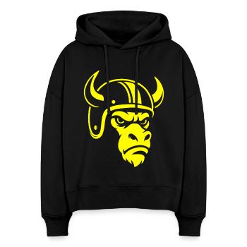 Biker Bull – Racing Spirit & Steel Head - Stanley/Stella Boxy Frauen Bio Hoodie Nora - Schwarz - Vorne