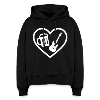 Heart Rock Bier - Stanley/Stella Boxy Frauen Bio Hoodie Nora - Schwarz - Vorne