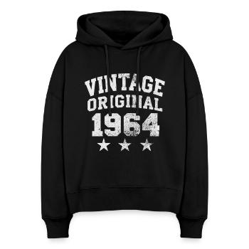 Vintage Original 1964 – Style rétro classique - Sweat à capuche bio Nora coupe boxy Stanley/Stella Femme - noir - Devant