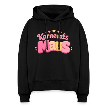 Karnevalsmaus Kölsche Mädsche – Karneval Köln - Stanley/Stella Boxy Frauen Bio Hoodie Nora - Schwarz - Vorne
