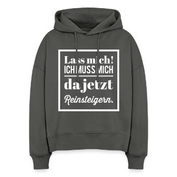 Lass Mich! Ich muss mich da reinsteigern. Gamer - Stanley/Stella Boxy Frauen Bio Hoodie Nora - Anthrazit - Vorne