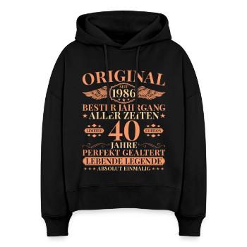 1986 Jahrgang geboren Legende 40. Geburtstag - Stanley/Stella Boxy Frauen Bio Hoodie Nora - Schwarz - Vorne
