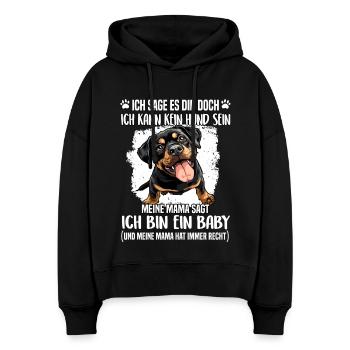 Rottweiler T Gassi Hundehalter Rottweiler Mama - Stanley/Stella Boxy Frauen Bio Hoodie Nora - Schwarz - Vorne