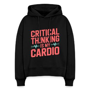 La pensée critique en soins intensifs est ma réponse au traumatisme - Sweat à capuche bio Nora coupe boxy Stanley/Stella Femme - noir - Devant