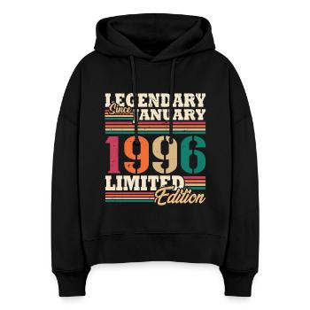 Retro-Geburtstagsgeschenk im Januar 1996 - Stanley/Stella Boxy Frauen Bio Hoodie Nora - Schwarz - Vorne