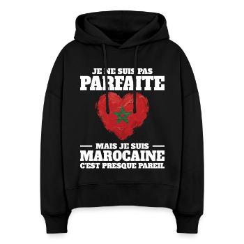 Je Suis Marocaine Femme Maroc - Sweat à capuche bio Nora coupe boxy Stanley/Stella Femme - noir - Devant