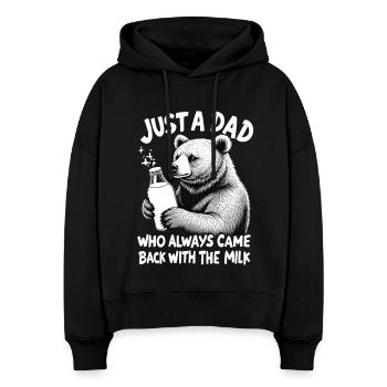Bär mit Milch – Vatertier Spruch - Stanley/Stella Boxy Frauen Bio Hoodie Nora - Schwarz - Vorne