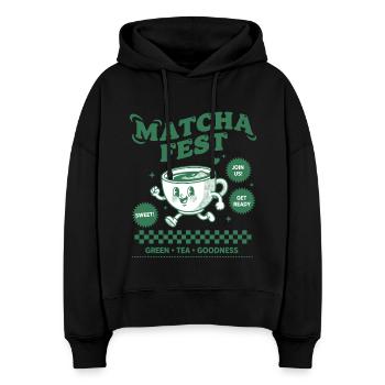 Matcha Fest Green Tea Goodness Funny Matcha Tea - Stanley/Stella Boxy Frauen Bio Hoodie Nora - Schwarz - Vorne