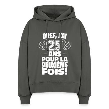 Ich bin zum zweiten Mal 25 Jahre alt, zum 50. Geburtstag - Stanley/Stella Boxy Frauen Bio Hoodie Nora - Anthrazit - Vorne