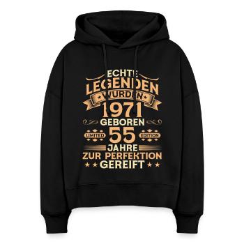 55. Geburtstag 1971 Jahrgang Legende Geschenk - Stanley/Stella Boxy Frauen Bio Hoodie Nora - Schwarz - Vorne