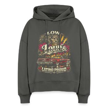 Lowrider Auto Low Loud Latino Proud - Stanley/Stella Boxy Frauen Bio Hoodie Nora - Anthrazit - Vorne