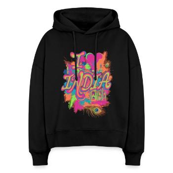 I Love India Taj Mahal - Stanley/Stella Boxy Frauen Bio Hoodie Nora - Schwarz - Vorne