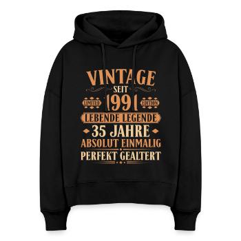 1991 Jahrgang Geburtstag 35 Jahre - Stanley/Stella Boxy Frauen Bio Hoodie Nora - Schwarz - Vorne