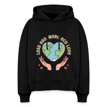 Écologiste Écologie Moins Ego Plus Amour Éco - Sweat à capuche bio Nora coupe boxy Stanley/Stella Femme - noir - Devant