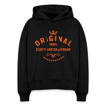 Original 100 Prozent Schifffahrtskaufmann - - Stanley/Stella Boxy Frauen Bio Hoodie Nora - Schwarz - Vorne