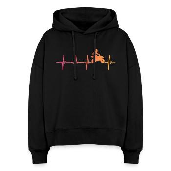 Quad sunset battement de coeur atv quad rider - Sweat à capuche bio Nora coupe boxy Stanley/Stella Femme - noir - Devant