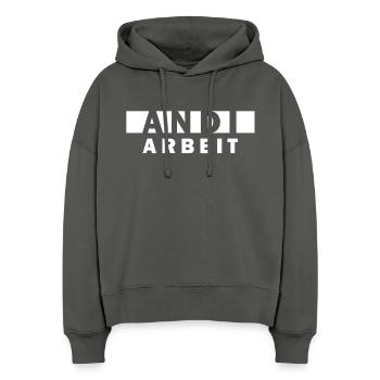 Andi Arbeit – Drôle de récit Andreas Andrea - Sweat à capuche bio Nora coupe boxy Stanley/Stella Femme - charbon - Devant