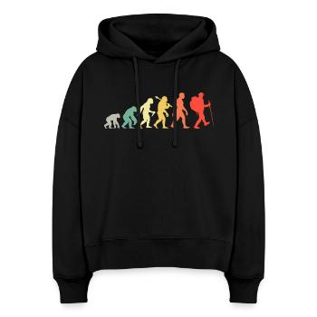 Wanderer Evolution J’adore la randonnée rétro - Sweat à capuche bio Nora coupe boxy Stanley/Stella Femme - noir - Devant