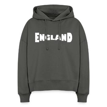 Angleterre - Sweat à capuche bio Nora coupe boxy Stanley/Stella Femme - charbon - Devant