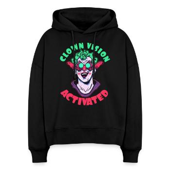 Clown view activated - Stanley/Stella Boxy Women Organic Hoodie Nora - black - Front
