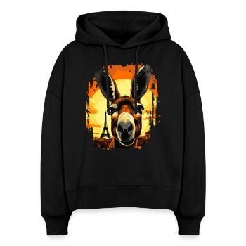Ein Esel in Paris - Stanley/Stella Boxy Frauen Bio Hoodie Nora - Schwarz - Vorne