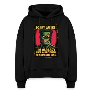 Dicton zombie – Je suis beau comme un frère - Sweat à capuche bio Nora coupe boxy Stanley/Stella Femme - noir - Devant