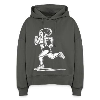 Runner Sketch - Stanley/Stella Boxy Women Organic Hoodie Nora - anthracite - Front