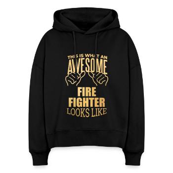 Feuerwehrmann - Stanley/Stella Boxy Frauen Bio Hoodie Nora - Schwarz - Vorne