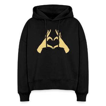 Hände Herz Liebe Hoffnung Mitgefühl Zuneigung - Stanley/Stella Boxy Frauen Bio Hoodie Nora - Schwarz - Vorne