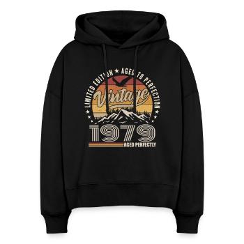 1979 Geschenk 46. Jubiläum 1979 Jahrgang 1979 - Stanley/Stella Boxy Frauen Bio Hoodie Nora - Schwarz - Vorne