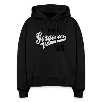 Superbe DEPUIS 2005 - Anniversaire - Sweat à capuche bio Nora coupe boxy Stanley/Stella Femme - noir - Devant