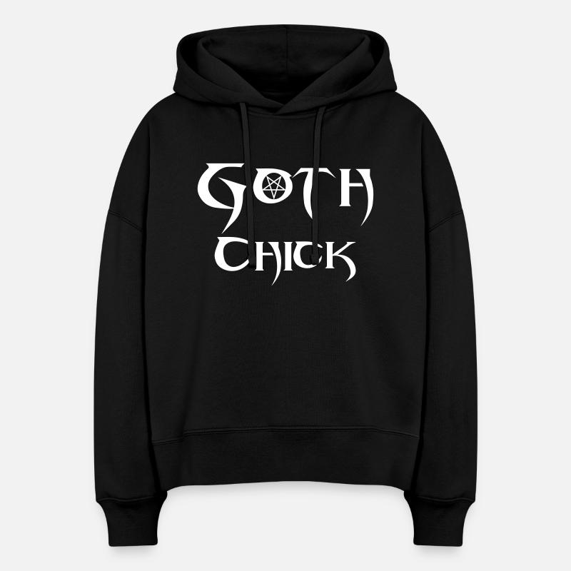 Goth Chick (Vector) - Sweat à capuche bio Nora coupe boxy Stanley/Stella Femme - noir