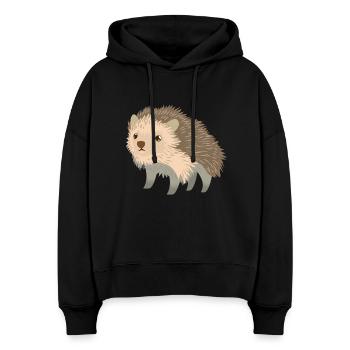 cute little Hedgehog - Stanley/Stella Boxy Women Organic Hoodie Nora - black - Front