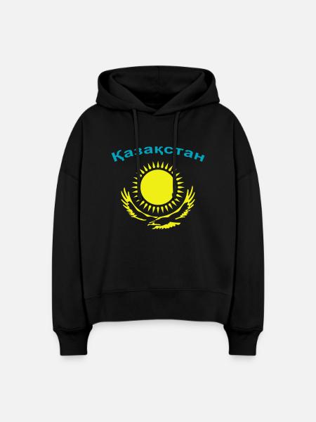 Kasachstan 2-farbig - Stanley/Stella Boxy Frauen Bio Hoodie Nora - Schwarz