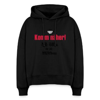 Komm näher! - Stanley/Stella Boxy Frauen Bio Hoodie Nora - Schwarz - Vorne
