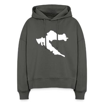 Aperçu pays Croatie Moja Domovina fan - Sweat à capuche bio Nora coupe boxy Stanley/Stella Femme - charbon - Devant