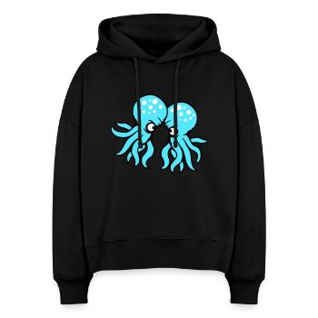 2 Oktopus Freunde Zwei kämpfende Feinde Rivalen - Stanley/Stella Boxy Frauen Bio Hoodie Nora - Schwarz - Vorne