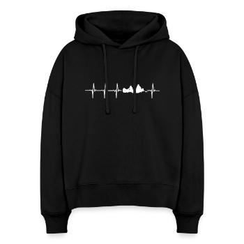 Ich liebe Kanu (Kanu Herzschlag) - Stanley/Stella Boxy Frauen Bio Hoodie Nora - Schwarz - Vorne