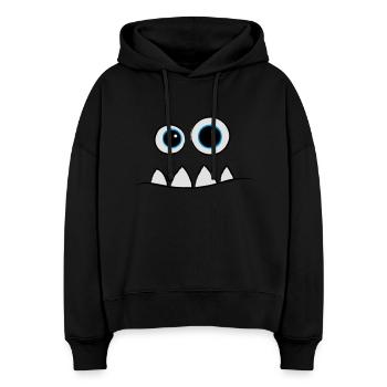 Monster Face - Stanley/Stella Boxy Frauen Bio Hoodie Nora - Schwarz - Vorne