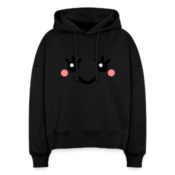 cute_face - Sweat à capuche bio Nora coupe boxy Stanley/Stella Femme - noir - Devant