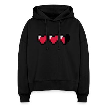 You broke my 3rd heart - Sweat à capuche bio Nora coupe boxy Stanley/Stella Femme - noir - Devant