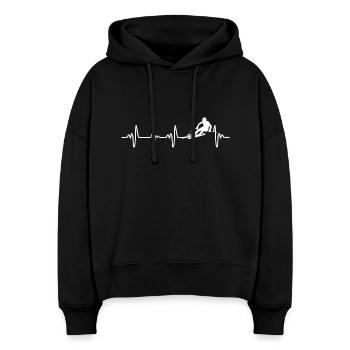 Ski-Fahrer Heartbeat - Stanley/Stella Boxy Frauen Bio Hoodie Nora - Schwarz - Vorne