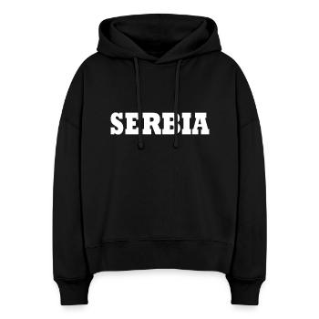 Serbien - Stanley/Stella Boxy Frauen Bio Hoodie Nora - Schwarz - Vorne
