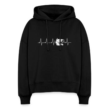 Panzerwels Wels Fischer Angler Herzschlag Geschenk - Stanley/Stella Boxy Frauen Bio Hoodie Nora - Schwarz - Vorne