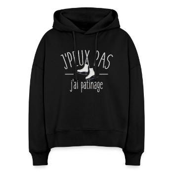 Je peux pas j'ai patinage - Sweat à capuche bio Nora coupe boxy Stanley/Stella Femme - noir - Devant